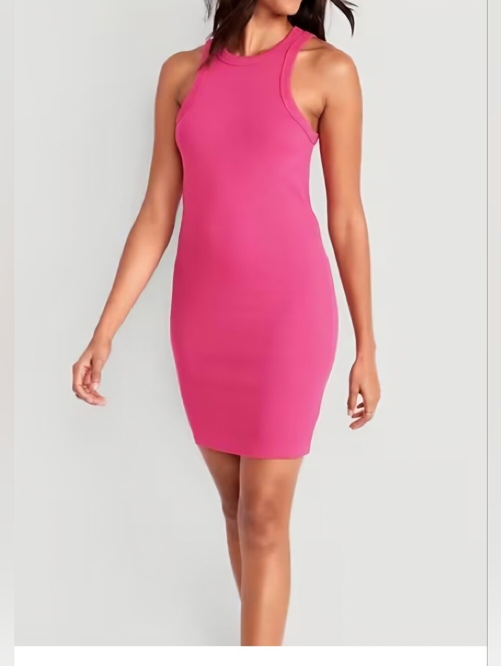 Old Navy Fitted Ribbed Dress, Hot Pink, Size Medium. Barbie